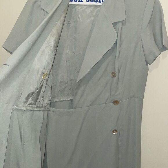 Vintage pin up double breasted button down light green a line dress petites - Picture 8 of 15